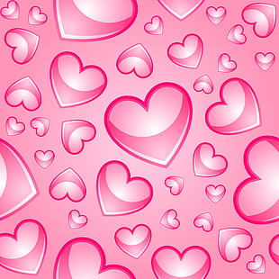 carta da parati cuori rosa, sfondo, rosa, cuori, Sfondo HD HD wallpaper