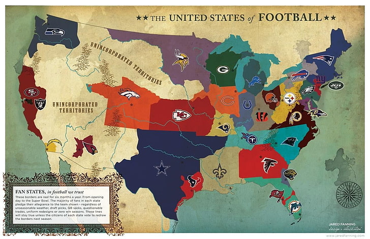 Плакат «Объединенное государство футбола», США, карта, HD обои