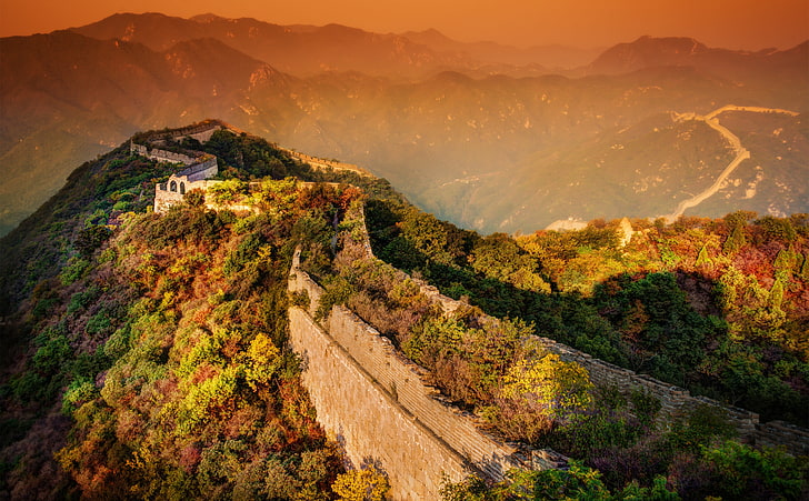 Una serata lunatica alla Grande Muraglia, Grande Muraglia Cinese, Natura, Paesaggio, Asia / Cina, Grande, Muro, Sera, lunatico, Sfondo HD