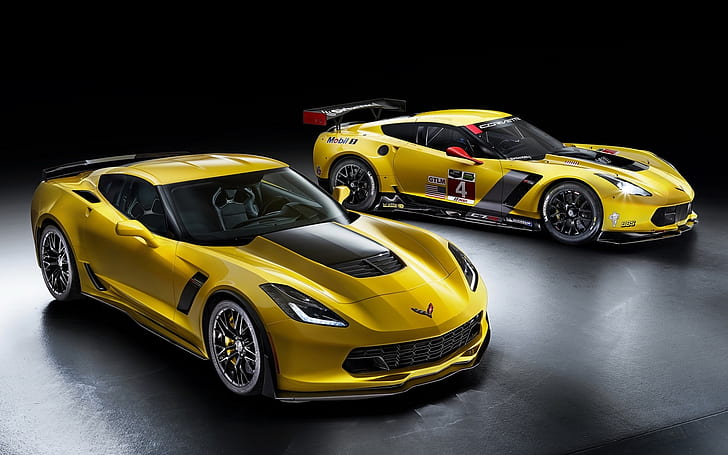 Chevrolet Corvette, Z06, C7.R GT2, superdeportivo amarillo, Chevrolet, amarillo, superdeportivo, Fondo de pantalla HD