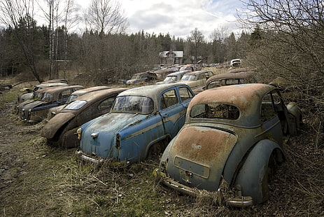 old, rust, car, vehicle, wreck, HD wallpaper HD wallpaper