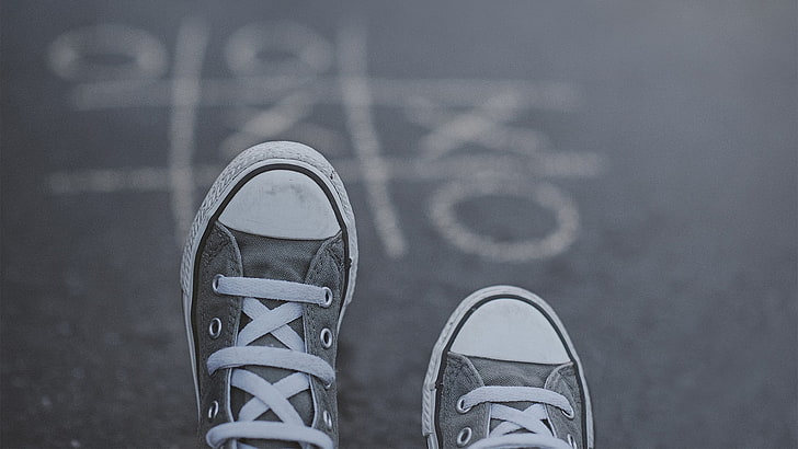 pair of gray Converse All Star low-top sneakers, shoes, HD wallpaper