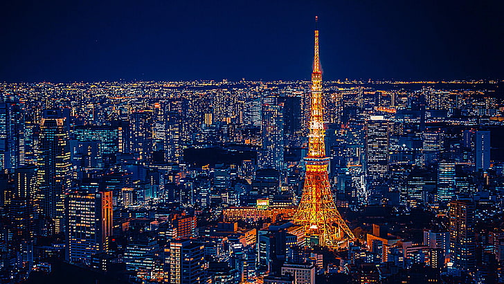برج طوكيو ، أضواء المدينة ، مناظر المدينة ، أضواء الليل ، الليل ، الأضواء ، اليابان ، آسيا، خلفية HD