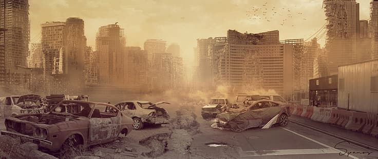 город, руины, ад, апокалипсис, разрушенный город, HD обои HD wallpaper