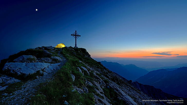 Góra Geisshorn, Dolina Tannheim, Tyrol, Austria, Przyroda, Tapety HD