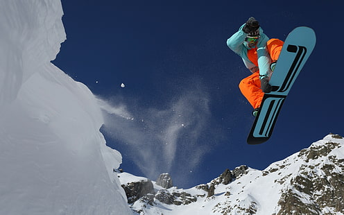 snowboard, fundos de montanha, neve, baixar 3840x2400 snowboard, HD papel de parede HD wallpaper