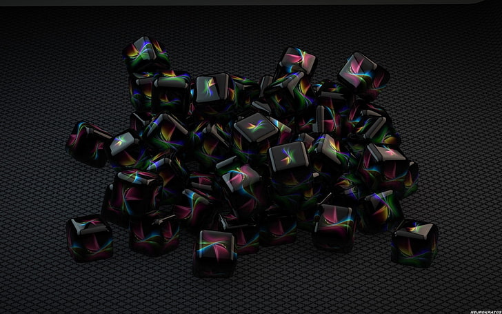 асорти цвят куб камък партида, куб, HD тапет