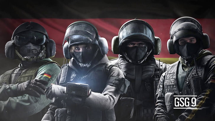 Игровой плакат Counter Strike Go, Rainbow Six: Siege, Tom Clancy's, Ubisoft, видеоигры, GSG 9, спецназ, HD обои