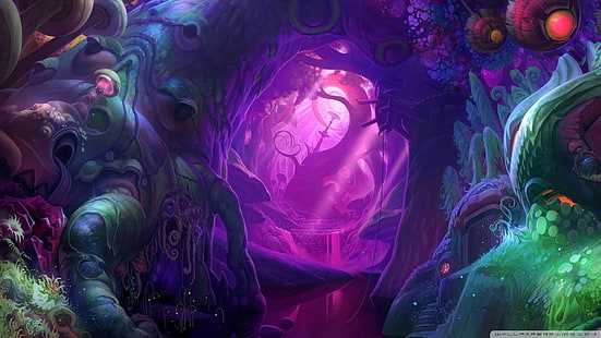ilustrasi hutan, psikedelik, seni fantasi, Wallpaper HD HD wallpaper