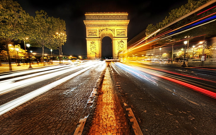 Arc de Triomphe, France, night, Paris, France, Arc de Triomphe, HD wallpaper