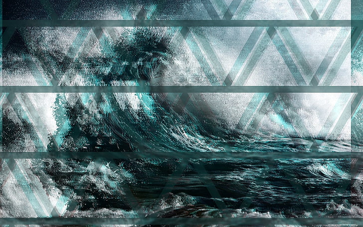 gelombang, laut, biru, pola, kacau, air, putih, alam, Wallpaper HD