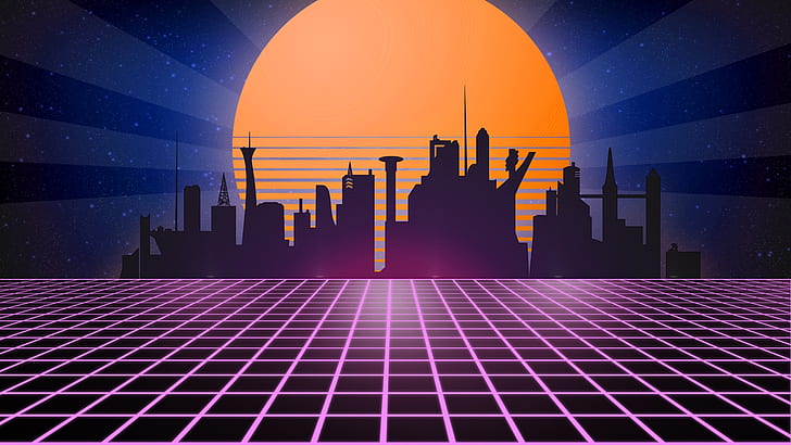 retro, tron, neon, 1980, synth wave, retrowave, retrouve, Tapety HD