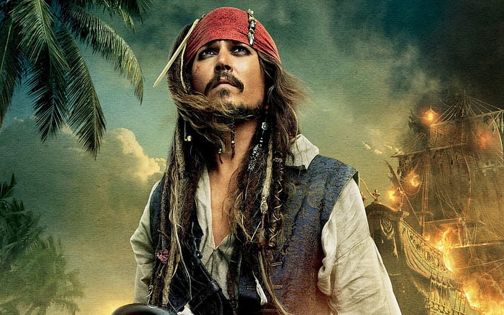 Johnny Depp Jack Sparrow Pirates of the Caribbean, Jack, Pirate, Caribbean, 2011, HD tapet