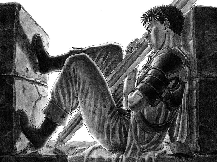schwarze und graue Schädelmalerei, Berserk, Guts, Manga, Kentaro Miura, HD-Hintergrundbild