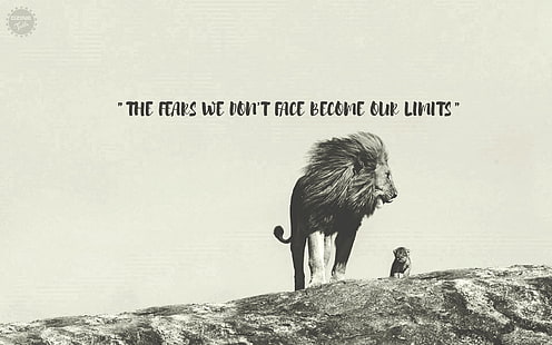 ilustrasi singa dan cub, hitam, putih, singa, anaknya, Banteng, banteng, batu, penuh warna, motivasi, Wallpaper HD HD wallpaper