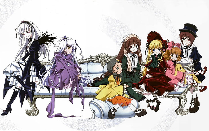 Rozen Maiden, anime girls, Suigintou, Souseiseki, Suiseiseki, Kanaria (Rozen Maiden), Shinku, Hina Ichigo, HD wallpaper