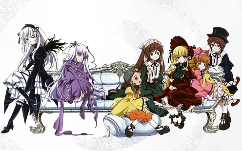 Rozen Maiden, anime girls, Suigintou, Souseiseki, Suiseiseki, Kanaria (Rozen Maiden), Shinku, Hina Ichigo, Sfondo HD HD wallpaper