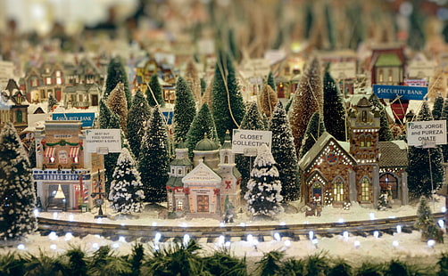 Little Christmas Wallpaper HD, miniatura del villaggio di Natale, vacanze, Natale, città, miniatura, Sfondo HD HD wallpaper