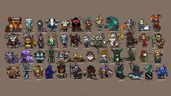 berbagai macam ilustrasi karakter Dota 2, pahlawan, minimalis, Dota 2, video game, Wallpaper HD HD wallpaper