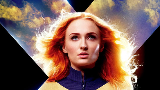 Film, Dark Phoenix, attrice, British, Jean Grey, Marvel Comics, Redhead, Sophie Turner, X-Men, X-Men: Dark Phoenix, Sfondo HD HD wallpaper