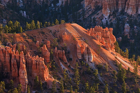árboles, montañas, rocas, pendiente, Utah, EE.UU., Parque Nacional Bryce Canyon, Fondo de pantalla HD HD wallpaper