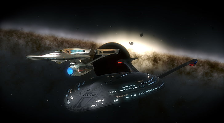 삽화, 스타 트렉, USS Enterprise (우주선), 우주, 은하, HD 배경 화면