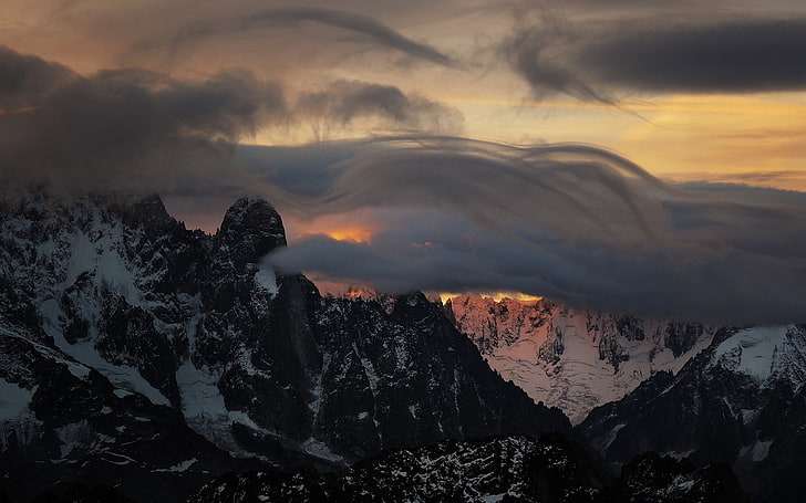 pemandangan, alam, pegunungan, pegunungan Alpen, awan, puncak bersalju, puncak, dingin, Wallpaper HD