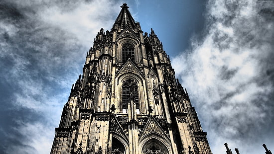 Avrupa, almanya, gökyüzü, Köln, 4K, Köln Katedrali, HD masaüstü duvar kağıdı HD wallpaper