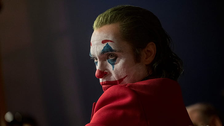 Joker (película de 2019), Joker, Joaquin Phoenix, hombres, películas, fotogramas de películas, maquillaje, profundidad de campo, Fondo de pantalla HD