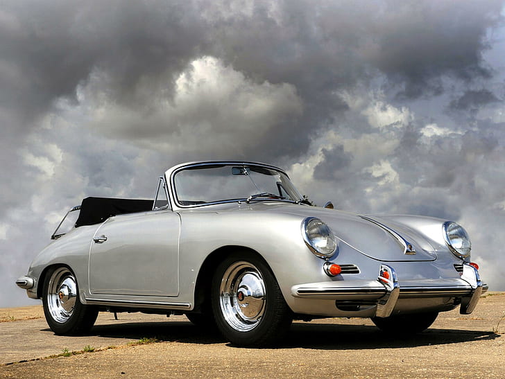 1962 Porsche 356 Super Coupe, купе, кабриолет, реколта, супер, класически, 1962, porsche, сребро, античен, 1600, автомобили, HD тапет