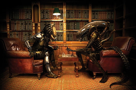 scacchi, Alien (film), Predator (film), Alien vs. Predator, libri, Xenomorph, Sfondo HD HD wallpaper