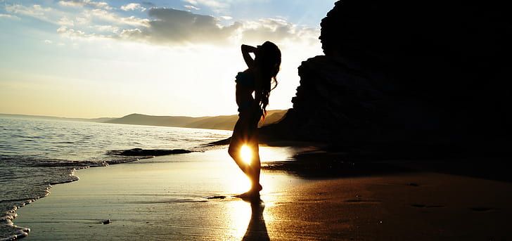 Frauen, Strand, Wasser, Sand, Meer, Frauen im Freien, Modell, HD-Hintergrundbild