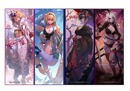 Fate Series、Fate / Grand Order、Avenger（Fate / Grand Order）、Berserker（Fate / Grand Order）、Blonde、Blue Eyes、Jeanne d'Arc（Fate Series）、Jeanne d'Arc Alter、Jeanne d'Arc Alter（バーサーカー）、刀、着物、ロングヘア、ライダー（Fate / Grand Order）、ルーラー（Fate / Apocrypha）、傘、白髪、黄色い目、 HDデスクトップの壁紙 HD wallpaper