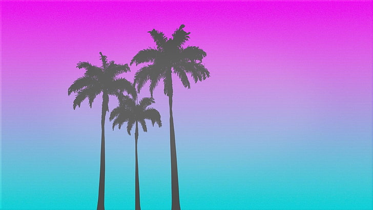 palm trees, 1980s, Retro style, HD wallpaper