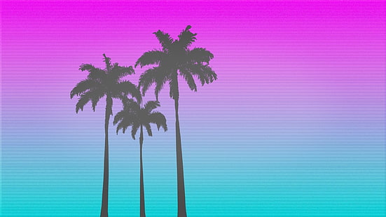 пальмы, 1980-е, стиль ретро, HD обои HD wallpaper