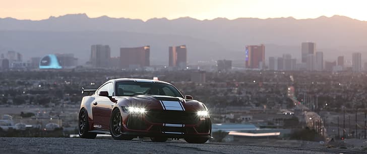 car, muscle cars, red, striped, Ford Mustang, Shelby, HD wallpaper