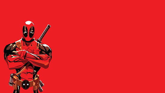 วอลล์เปเปอร์ Marvel Deadpool, Deadpool, Marvel Comics, พื้นหลังสีแดง, วอลล์เปเปอร์ HD HD wallpaper