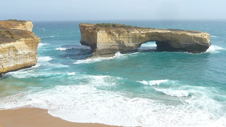 Плажен бряг В Австралия скала, природа, бряг, плаж, пясък, дневна светлина, океан, природа и пейзажи, HD тапет