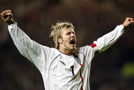 erkekler beyaz spor forması, futbol, ​​kaptan, oyuncu, takım, David, Beckham, İngiltere, HD masaüstü duvar kağıdı HD wallpaper
