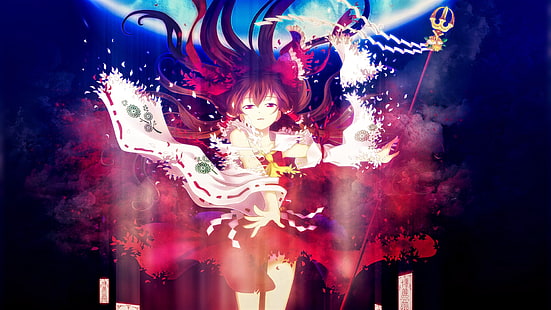 Anime-Charakterillustration des rothaarigen Mädchens, Touhou, Anime, Hakurei Reimu, HD-Hintergrundbild HD wallpaper