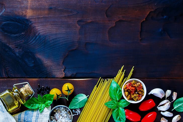 food, vegetables, pasta, pripravy, ingredients, HD wallpaper