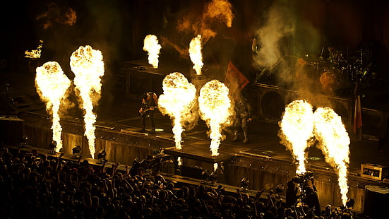 concert, concerts, fire, heavy, industrial, metal, rammstein, HD wallpaper HD wallpaper