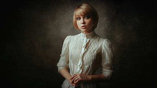 женщины, модель, портрет, Оля Пушкина, короткие волосы, HD обои HD wallpaper