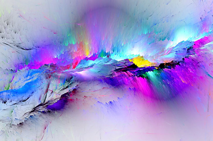разноцветная абстрактная живопись, шприц, фон, краски, цвета, аннотация, HD обои
