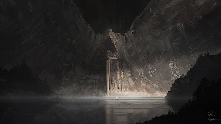 braune Höhle, Fantasiekunst, HD-Hintergrundbild