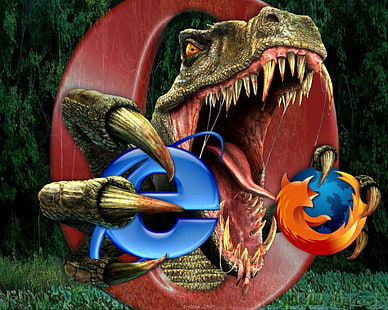 Internet Explorer、Mozilla Firefox、およびOpera Mini Webブラウザーのロゴ、テクノロジー、Opera、ブラウザー、 HDデスクトップの壁紙 HD wallpaper