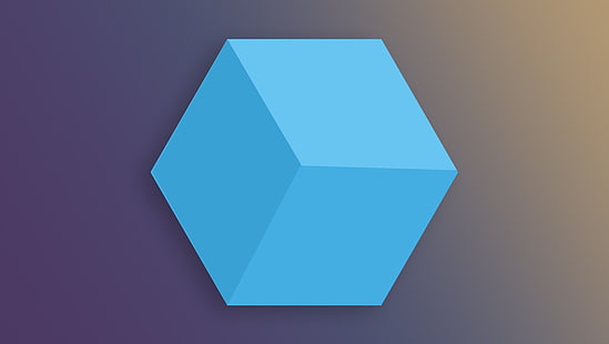 3D, Cyan, Hexagon, einfacher, blauer, purpurroter, einfacher Hintergrund, HD-Hintergrundbild HD wallpaper