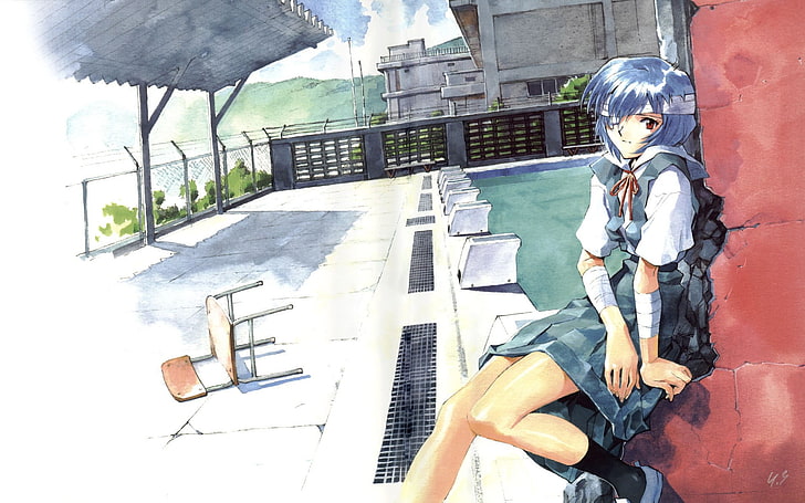 صورة توضيحية لشخصية الأنيمي ، Ayanami Rei ، Neon Genesis Evangelion، خلفية HD