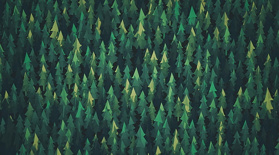 Горска илюстрация, Aero, векторно изкуство, илюстрация, зелено, дървета, гора, гора, digitalart, HD тапет HD wallpaper