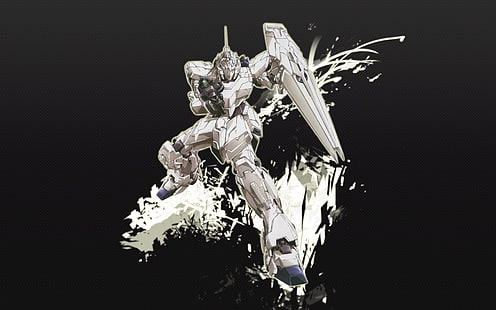 white robot illustration, Gundam, anime, Mobile Suit Gundam Unicorn, RX-0 Unicorn Gundam, mech, HD wallpaper HD wallpaper